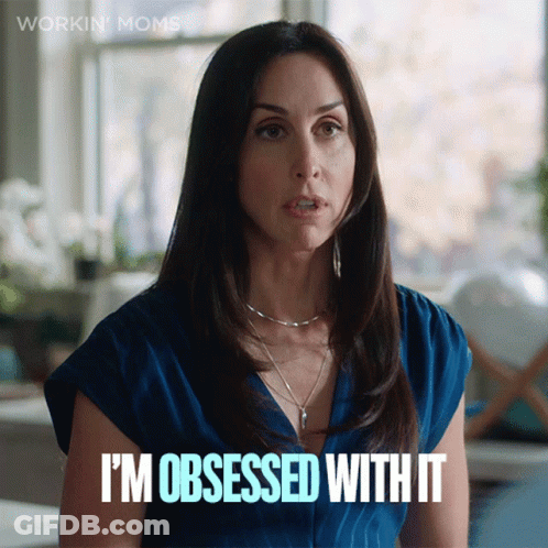 A Woman Says I 'M Obsessed With It In A Workin Moms Ad GIF