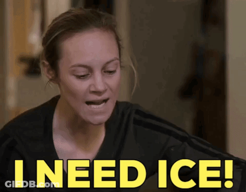 A Woman Says " I Need Ice " In Yellow GIF