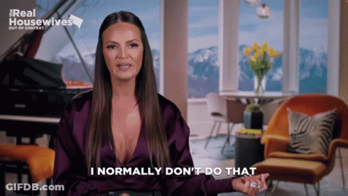 A Woman Says " I Normally Don 'T Do That " In Front Of A Piano GIF