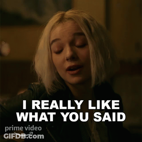 A Woman Says " I Really Like What You Said " On A Prime Video Ad GIF