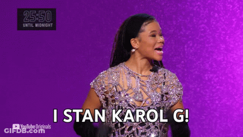 A Woman Says I Stan Karol G In Front Of A Youtube Originals Logo GIF