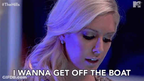 A Woman Says I Wanna Get Off The Boat In A Purple Light GIF