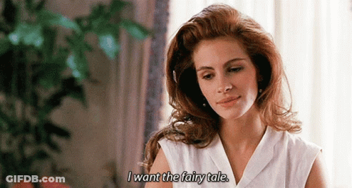 A Woman Says I Want The Fairy Tale In A White Shirt GIF