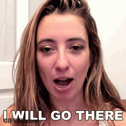 A Woman Says " I Will Go There " With Her Mouth Wide Open GIF