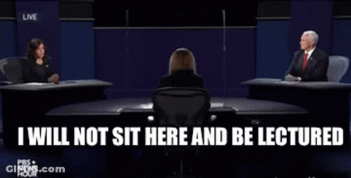 A Woman Says " I Will Not Sit Here And Be Lectured " On A Pbs News Hour GIF