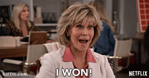 A Woman Says " I Won " In A Netflix Ad GIF