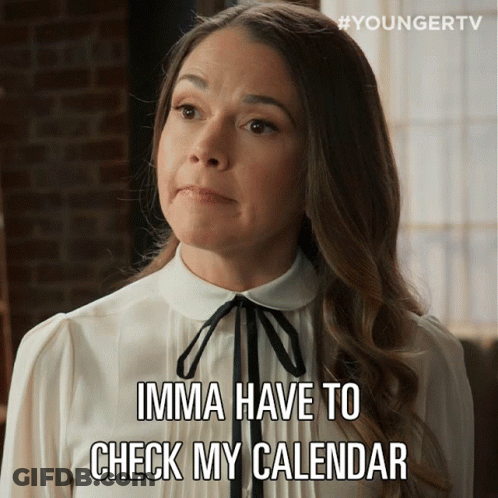 A Woman Says " Imma Have To Check My Calendar " While Wearing A Bow Tie GIF