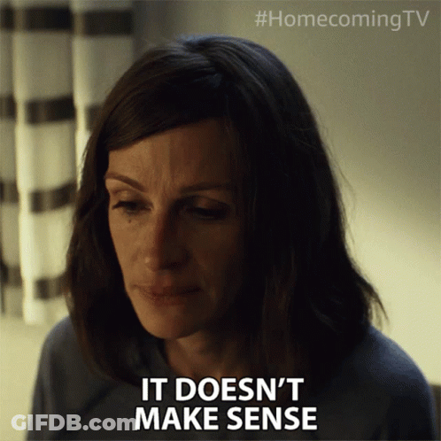 A Woman Says It Does N't Make Sense In Front Of A Homecoming Tv Logo GIF