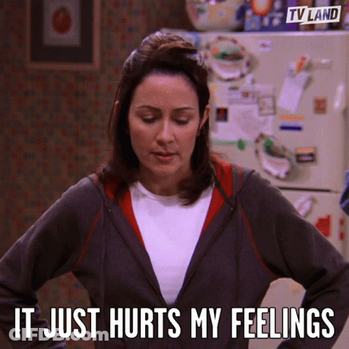 A Woman Says It Just Hurts My Feelings In Front Of A Tv Land Refrigerator GIF
