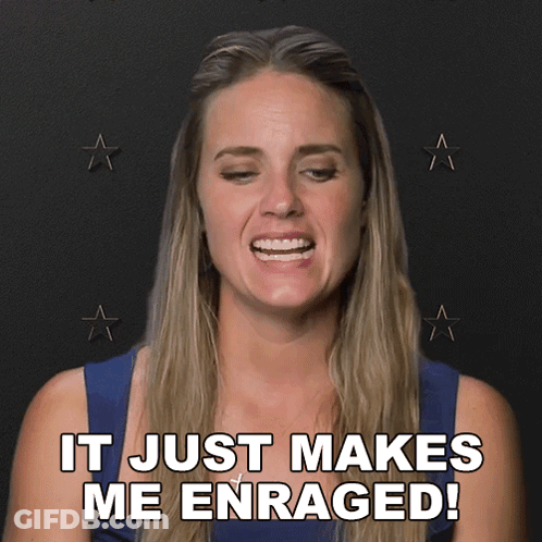 A Woman Says It Just Makes Me Enraged In Front Of A Black Background GIF