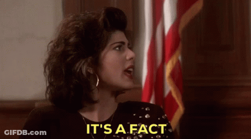 A Woman Says It 'S A Fact While Standing In Front Of An American Flag GIF