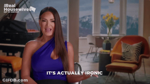 A Woman Says It 'S Actually Ironic In Front Of A Piano GIF