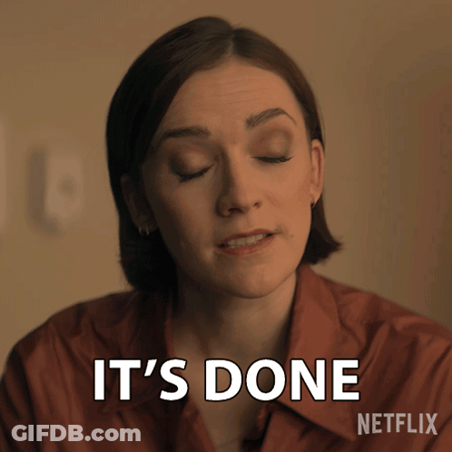 A Woman Says It 'S Done With A Netflix Logo Behind Her GIF