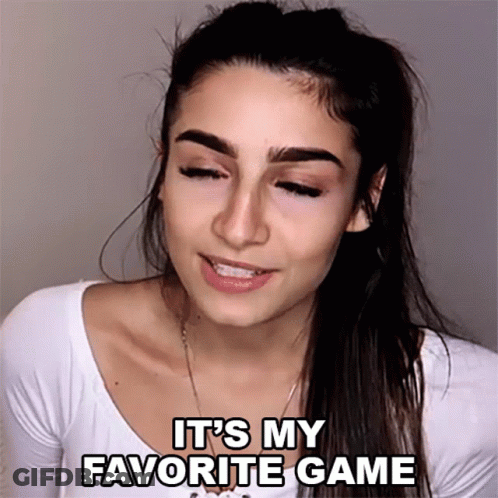 A Woman Says It 'S My Favorite Game With A Smile On Her Face GIF