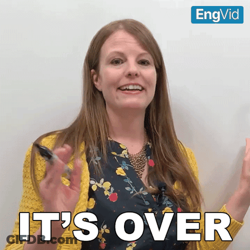 A Woman Says It 'S Over In Front Of A Whiteboard GIF