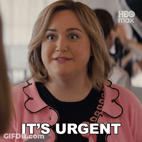 A Woman Says It 'S Urgent In A Pink Jacket GIF