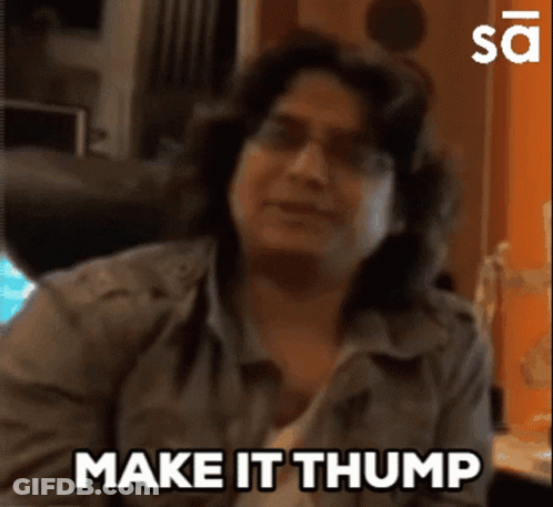 A Woman Says " Make It Thump " In Front Of A Computer GIF