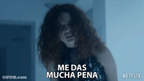 A Woman Says Me Das Mucha Pena In A Netflix Ad GIF