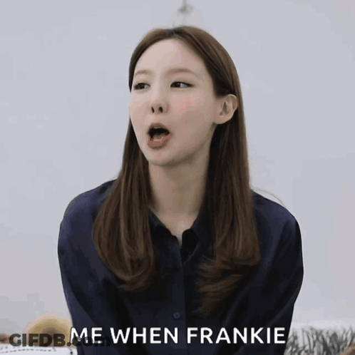 A Woman Says Me When Frankie With Her Hands In The Air GIF