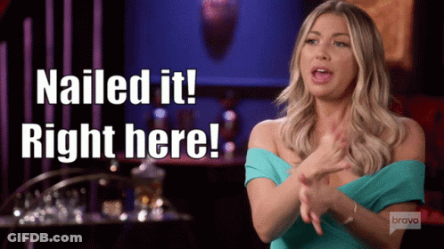 A Woman Says " Nailed It Right Here " In A Bravo Show GIF