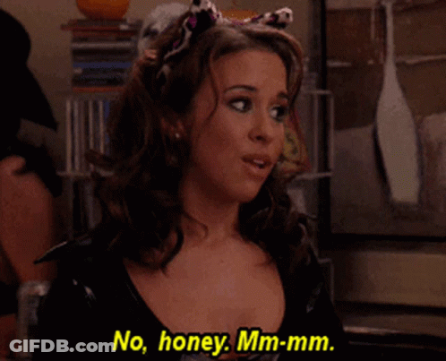 A Woman Says " No Honey Mm-Mm " While Wearing A Cat Costume GIF