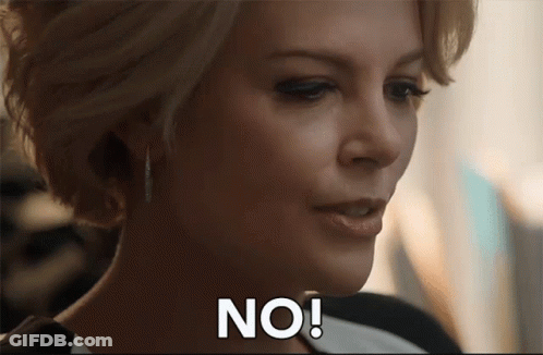 A Woman Says " No " In A Close Up GIF