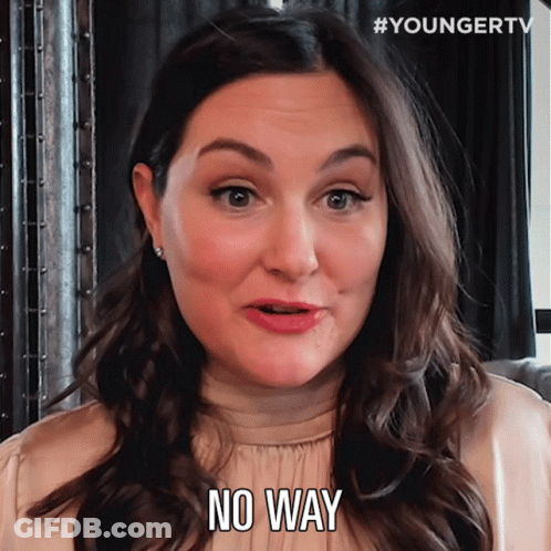 A Woman Says No Way In Front Of A Youngertv Logo GIF