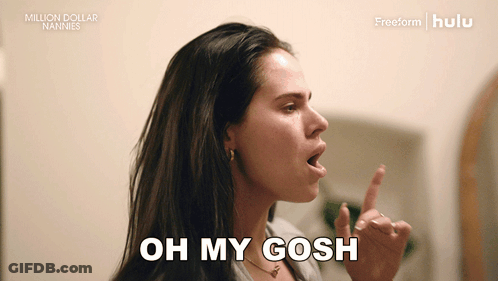 A Woman Says Oh My Gosh With Her Finger GIF
