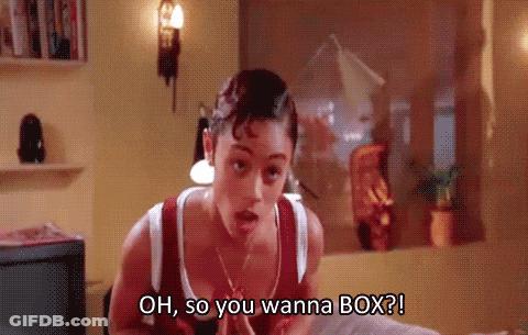 A Woman Says Oh So You Wanna Box In A Room GIF