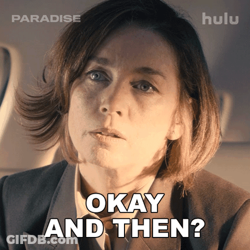 A Woman Says " Okay And Then " In A Hulu Ad GIF