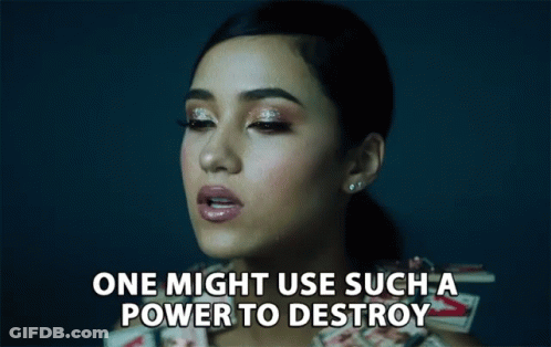 A Woman Says One Might Use Such A Power To Destroy In Front Of A Bunch Of Money GIF