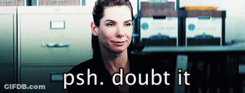 A Woman Says Psh Doubt It In Front Of A File Cabinet GIF
