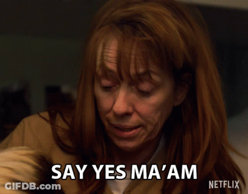 A Woman Says " Say Yes Ma 'Am " In A Netflix Ad GIF
