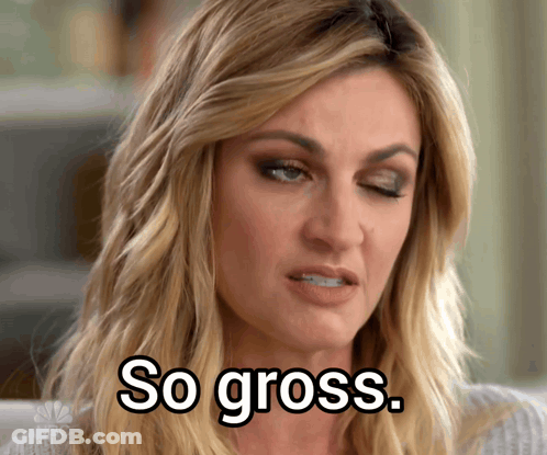 A Woman Says " So Gross " In Front Of A Nbc Logo GIF