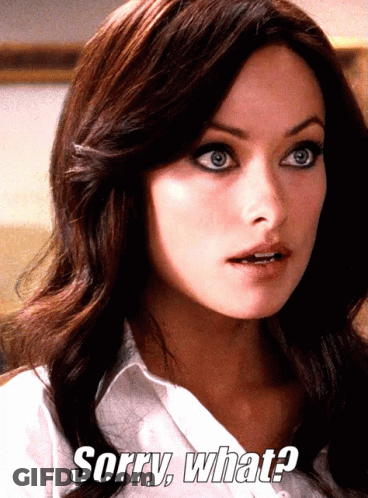 A Woman Says " Sorry What " In Front Of Her GIF