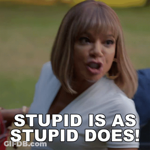 A Woman Says Stupid Is As Stupid Does While Making A Funny Face GIF