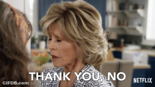 A Woman Says " Thank You No " In A Netflix Ad GIF