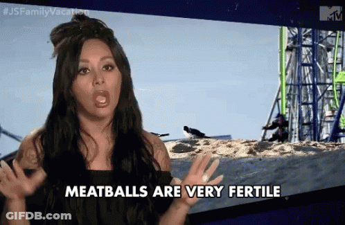 A Woman Says That Meatballs Are Very Fertile GIF