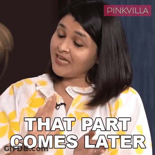 A Woman Says That Part Comes Later With A Pinkvilla Logo Behind Her GIF