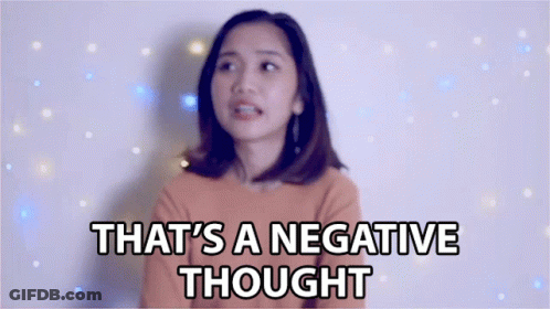 A Woman Says That 'S A Negative Thought While Standing In Front Of A Wall GIF