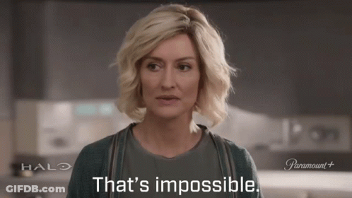 A Woman Says " That 'S Impossible " In A Halo Advertisement GIF