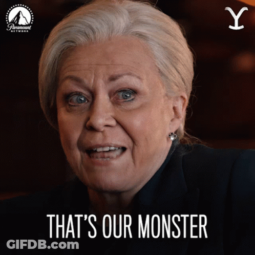 A Woman Says That 'S Our Monster With A Paramount Network Logo Behind Her GIF