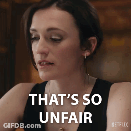 A Woman Says That 'S So Unfair With A Netflix Logo Behind Her GIF