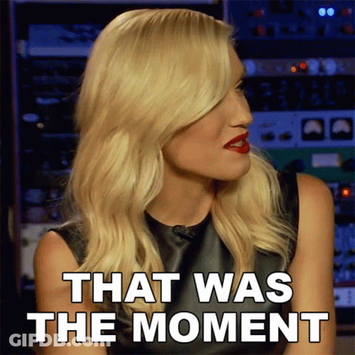 A Woman Says That Was The Moment While Wearing A Black Top GIF