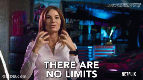 A Woman Says There Are No Limits In Front Of A Netflix Logo GIF