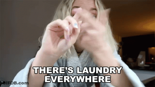 A Woman Says There 'S Laundry Everywhere In A Video GIF