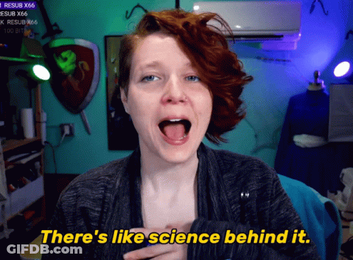 A Woman Says There 'S Like Science Behind It In Yellow Letters GIF