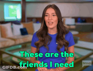 A Woman Says " These Are The Friends I Need " In A Living Room GIF