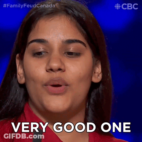 A Woman Says Very Good One In Front Of A Cbs Logo GIF