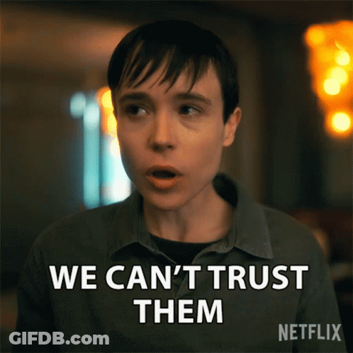 A Woman Says We Can 'T Trust Them With A Netflix Logo Behind Her GIF
